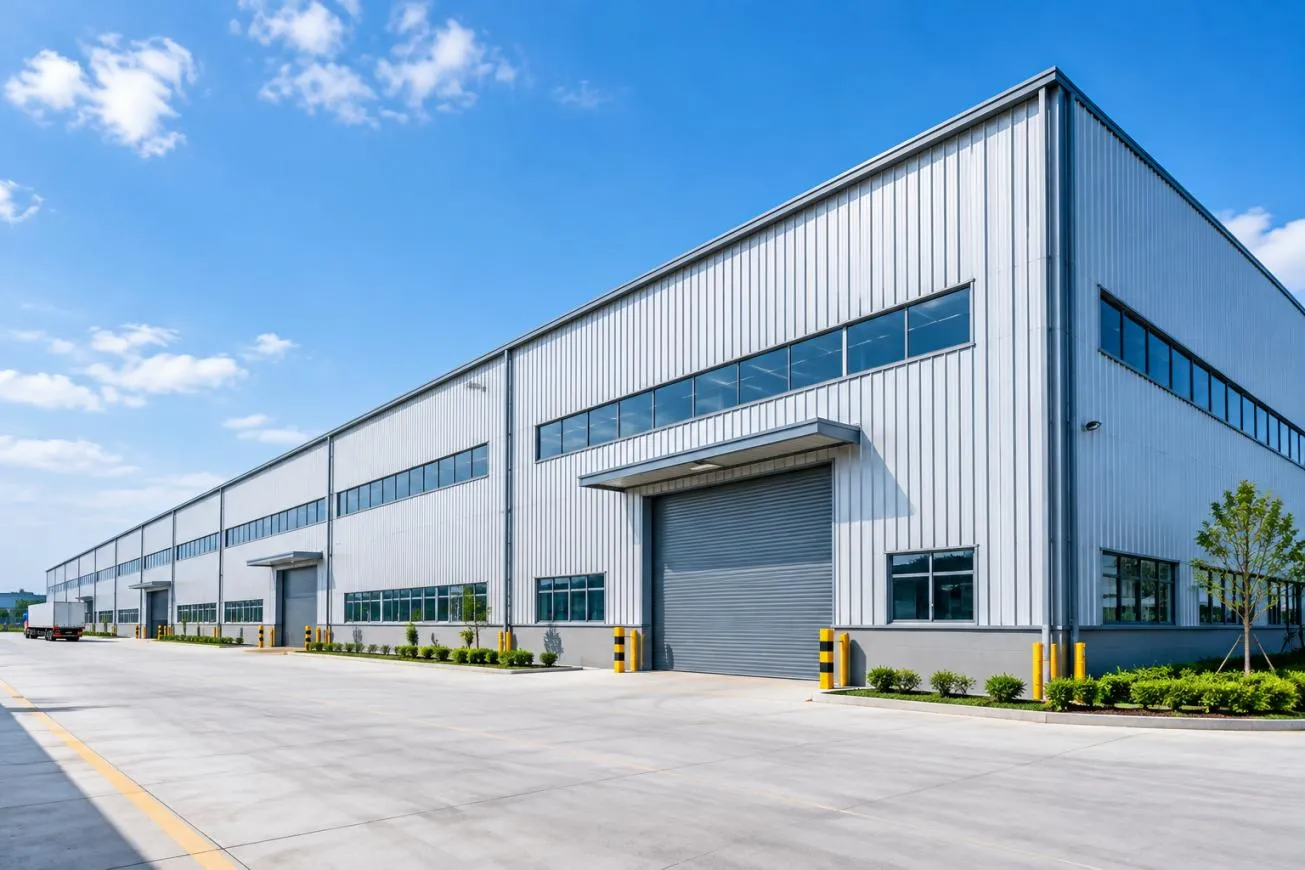 Steel roofing system for industrial warehouse
